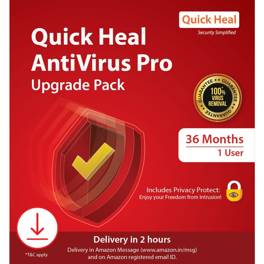 Quick Heal | Antivirus Pro | 3 user | 3 Years | Email Delivery in 2 hours – no CD
